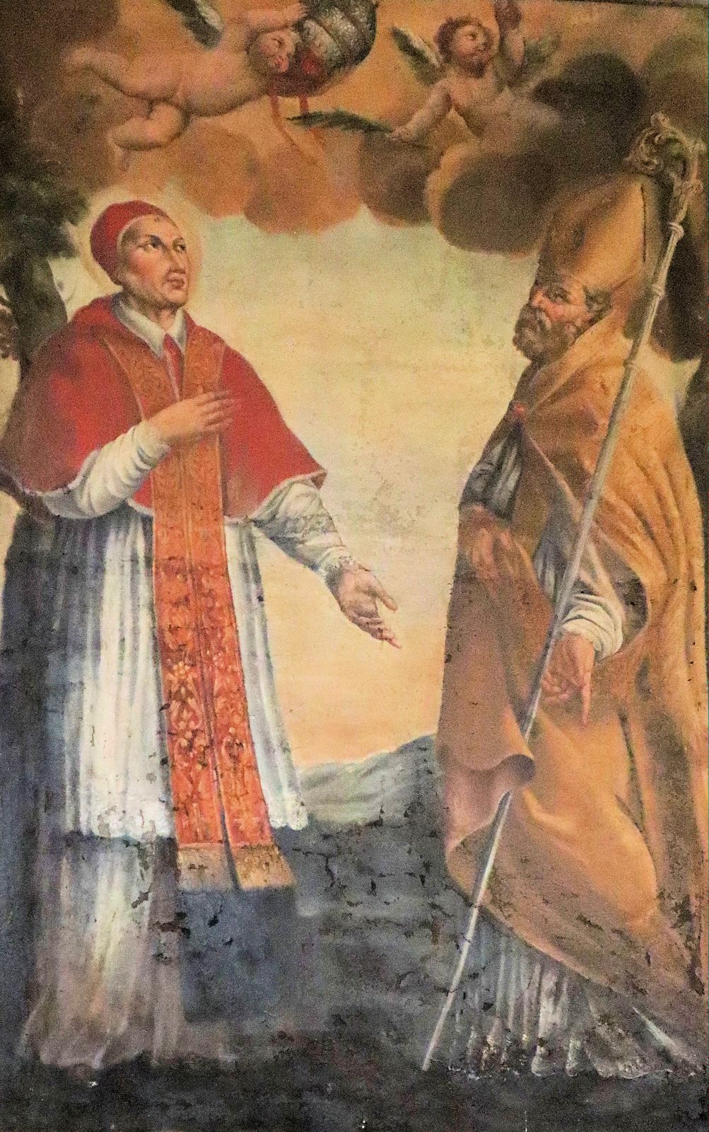 Coelestin (links) und Pamphilus von Sulmona, um 1800, Altarbild in der Kathedrale in Sulmona