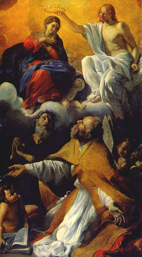 Giovanni Lanfranco (1582-1647): Wilhelm (links) und Augustinus bei der Krönung der Maria, im Louvre in Paris