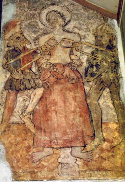 Wandmalerei in der Agatha-Kirche im Kloster in Ris bei Vichy in der Auvergne, 15. Jahrhundert