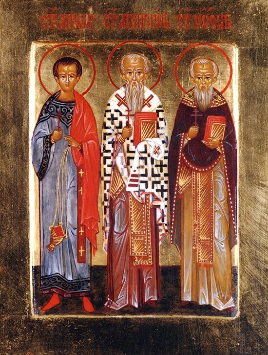 Aceptismas (Mitte), Aithalas (links) und Joseph