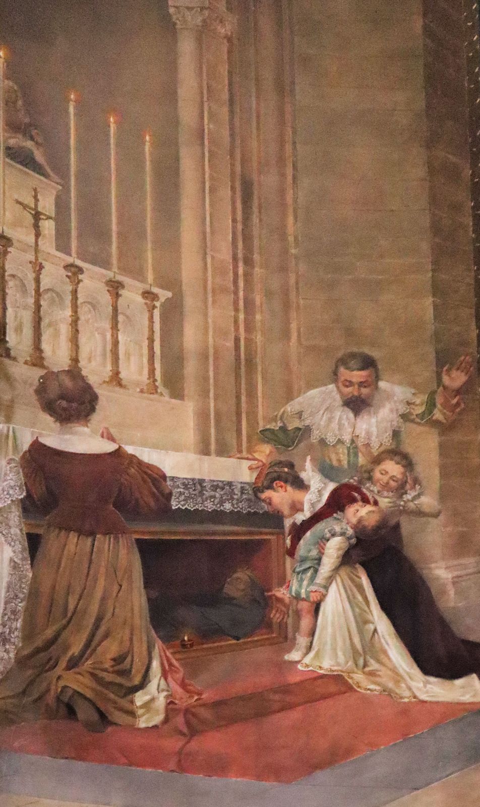 Antonius erweckt ein totes Kind zum Leben, Bild in der Kirche Sant'Agostino in Amandola