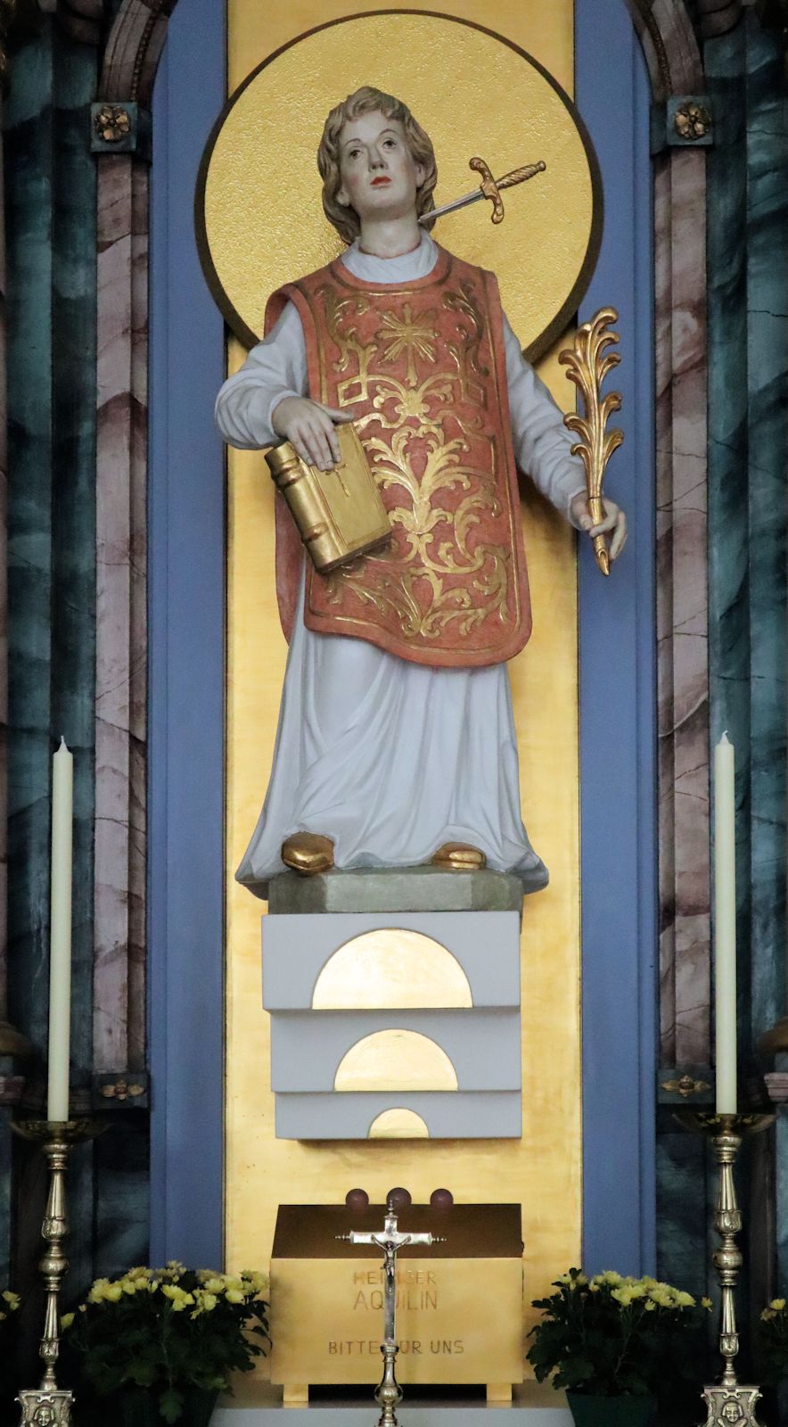 Aquilinus' Reliquie in der Kirche St. Peter und Paul in Würzburg