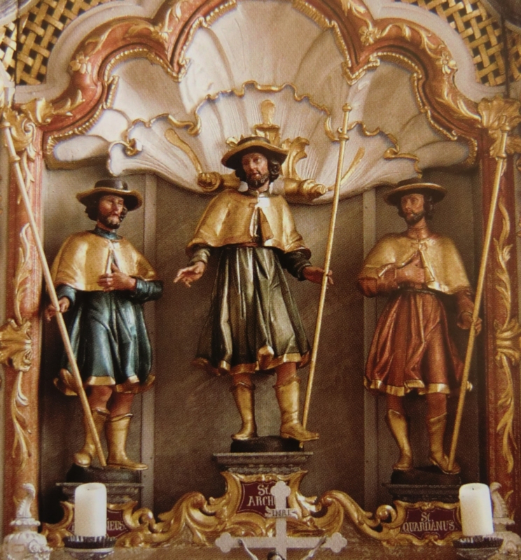 Franz Joseph Kazenmayer: Figuren am Altar, um 1745, in der Kirche in Rechtenstein bei Ehingen