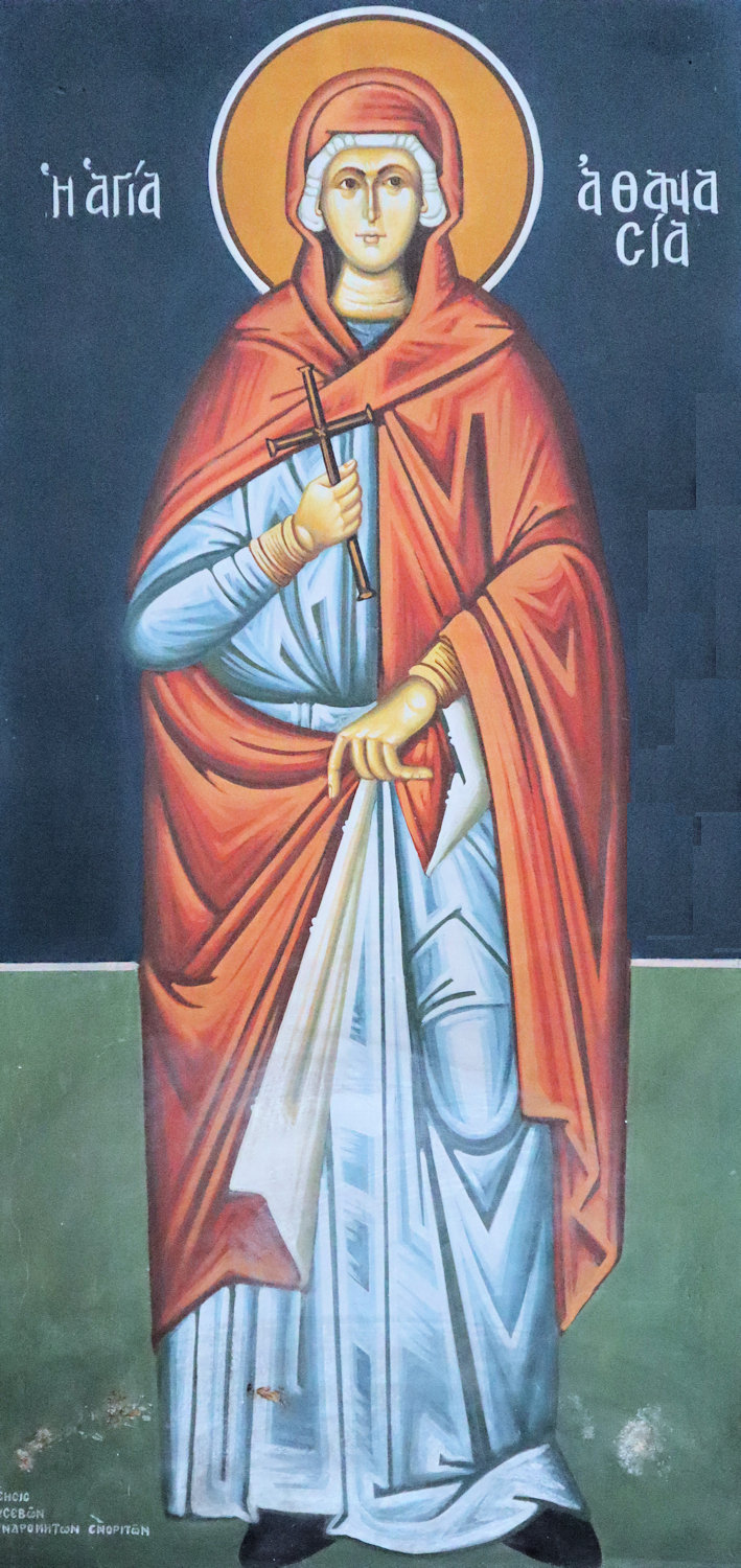 Fresko in der Kirche „Isodia Theotokou”, „Einführung der Gottesgebärerin in den Tempel” in Ägina