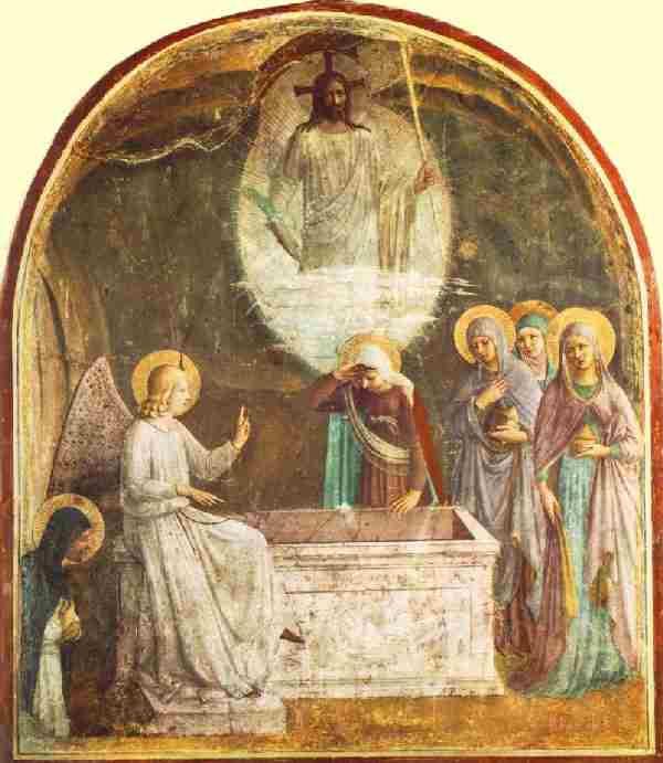 Fra Angelico: Auferstehung Christi und die Frauen am Grab, Fresko, 1440 - 41, im Konvent San Marco in Florenz