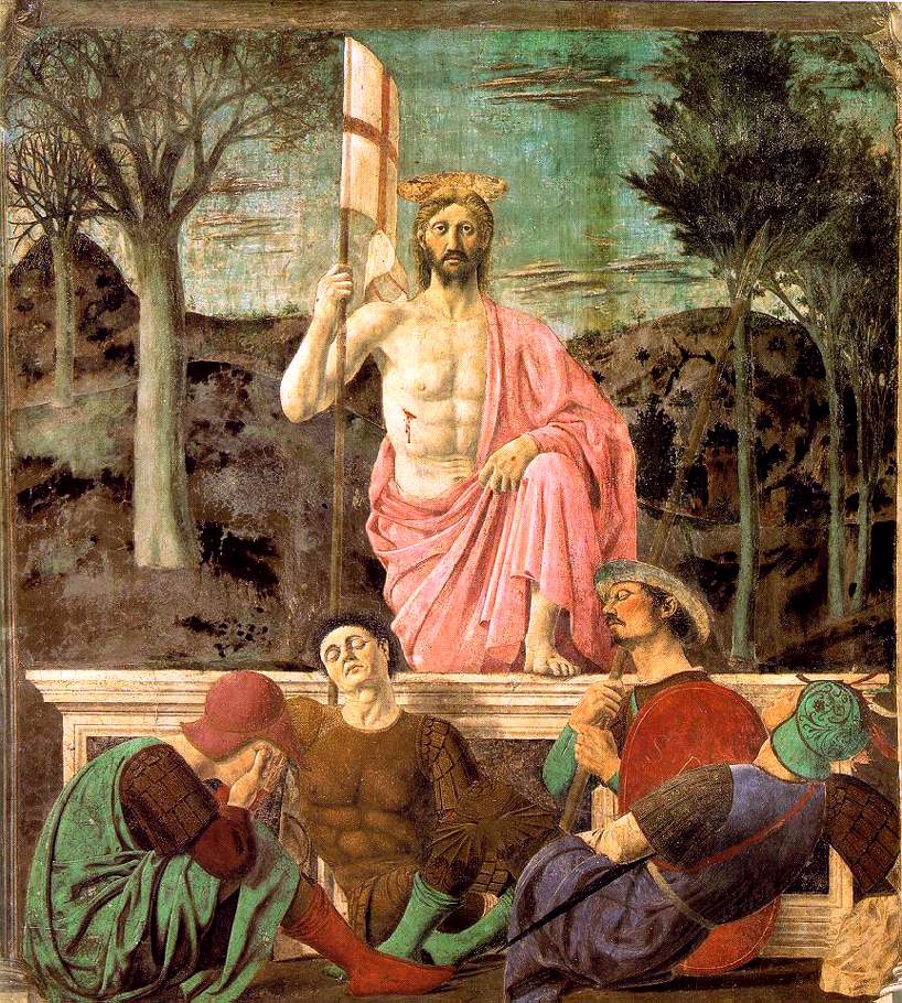 Piero della Francesca: Auferstehung Christi, 1463 - 65, Fresko und Tempera, in der Pinacoteca Comunale in Sansepolcro