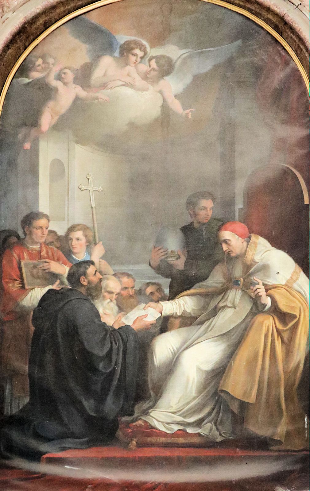 Vincenzo Camuccini: Augustinus wird von Papst Gregor dem Großen nach England ausgesandt, Altarbild, um 1820, in der Kirche San Niccolò l'Arena in Catania