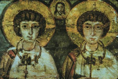 Gemälde, wohl aus Syrien: Sergius und Bacchus, 7. Jahrhundert, im Städtischen Museum der Kunst des Ostens und Westens in Kiew