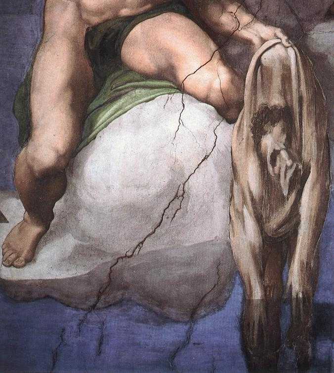 Michelangelo: Detail aus dem Jüngsten Gericht, 1536 - 1541, in der Sixtinischen Kapelle in Rom