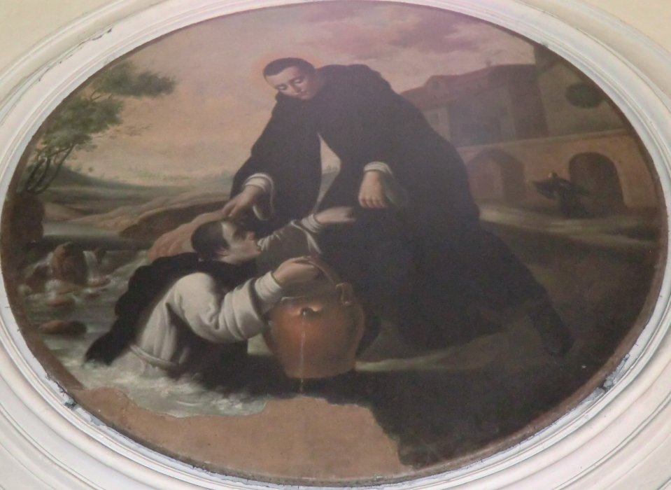 Fresko: Benedikt rettet Placidus vor dem Ertrinken, in der Basilika di San Benedotto