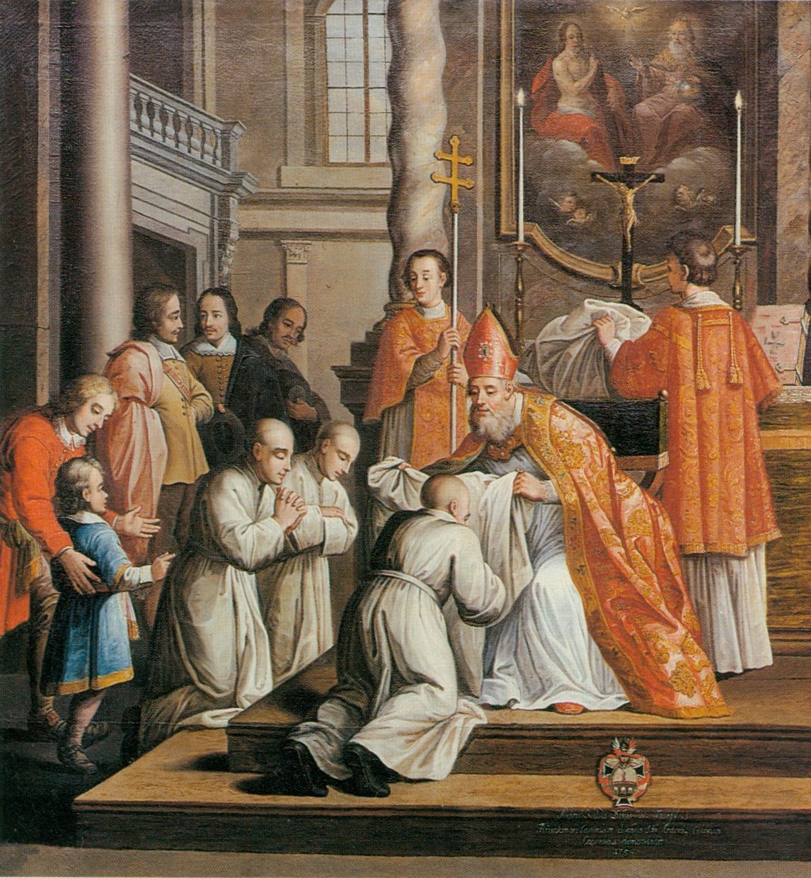 Bischof Hugo kleidet die Brüder mit dem weißen Ordenskleid der Kartäuserorden ein