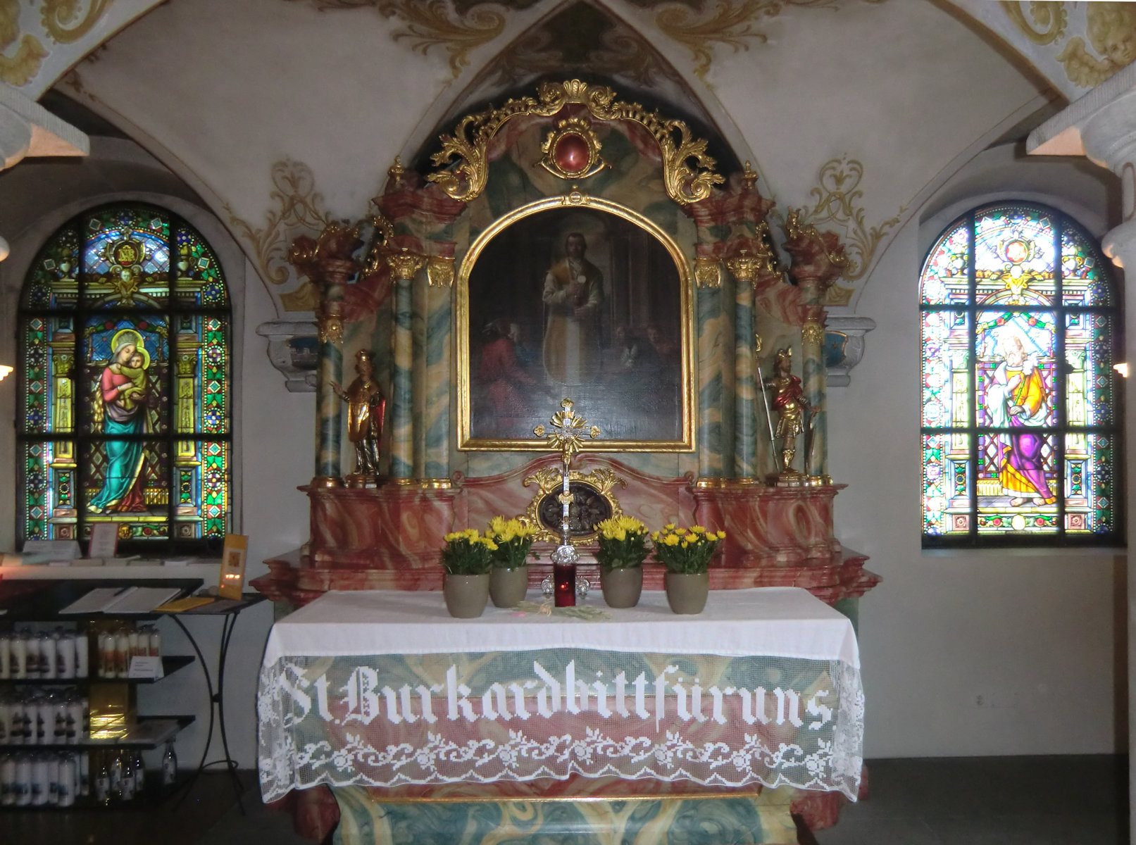 Burkhards Grab, 1752, in der Kryta der Kirche in Beinwil
