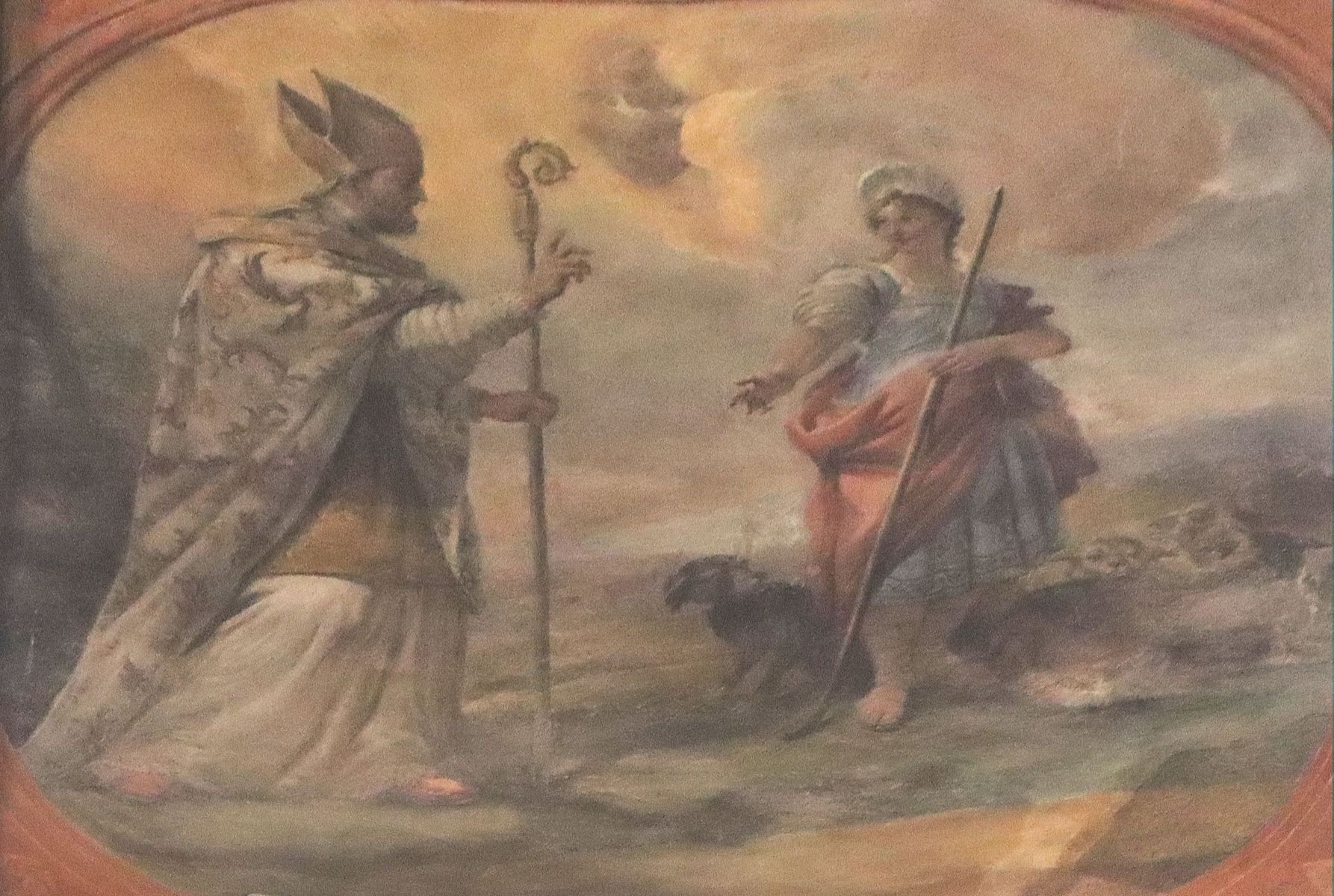 Paolo De Matteis: Cataldus befreit ein Mädchen vom Teufel, Fresko, 1713, in der Kathedrale in Tarent