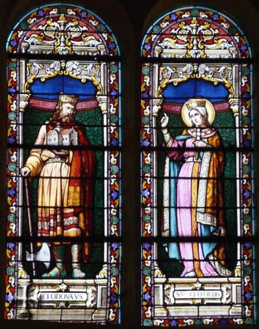 Kirchenfenster: Clothilde und ihr Mann Chlodwig