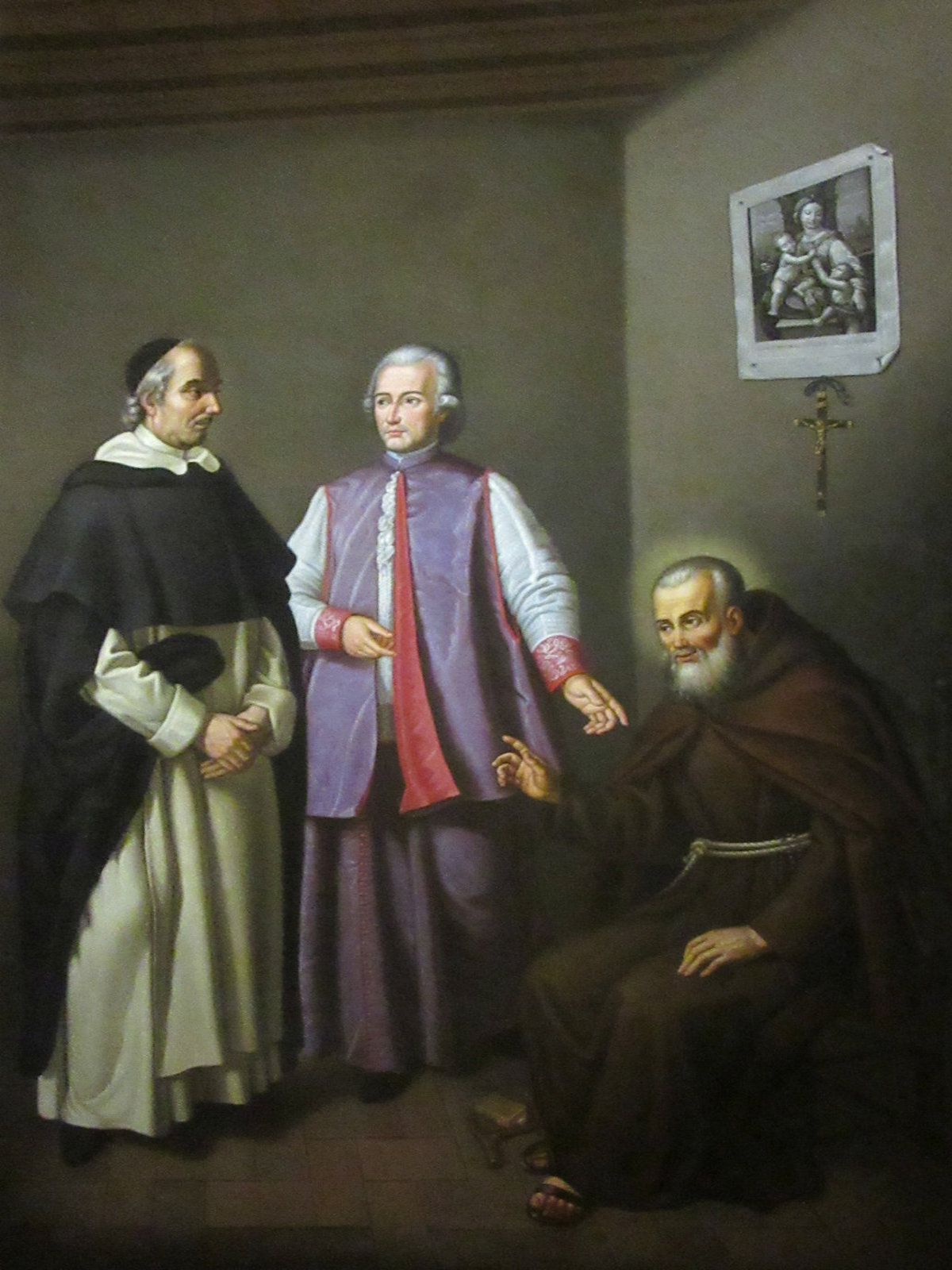Luigi von Crema: Crispinus diskutiert mit Theologen, vor 1816, in der Kirche Santa Maria della Concezione in Rom