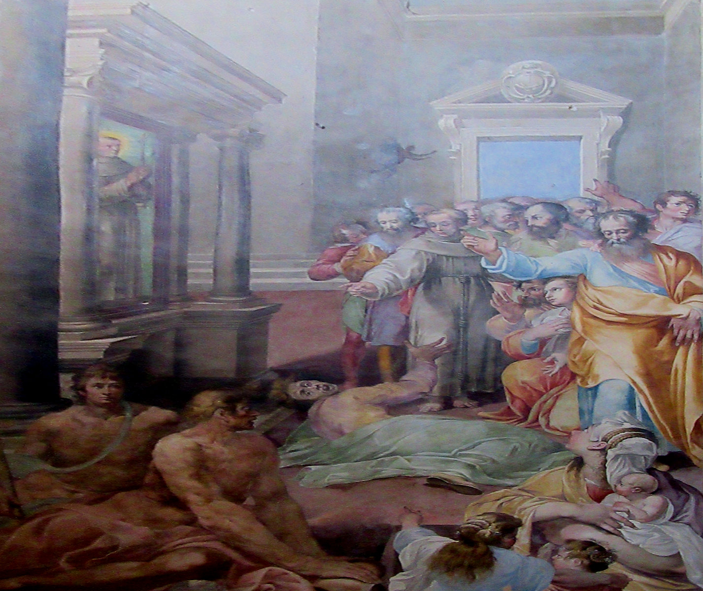 Vespasiano Strada: Didactus mit Kranken, um 1610, in der Kirche Santa Maria in Aracoeli in Rom