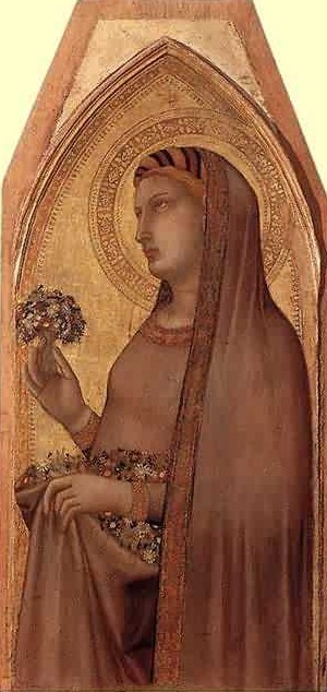 Ambrogio Lorenzetti: Dorothea, rechter Flügel eines Marienaltars, um 1325, in der Pinacoteca Nazionale in Siena