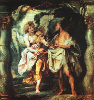 Peter Paul Rubens: Elija erhält Brot und Wasser von einem Engel, 1625-28, Musée Bonnat in Bayonne in Frankreich