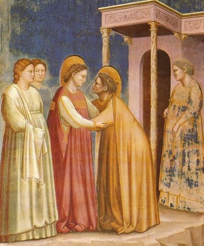 Giotto di Bondone: Die Begegnung von Maria mit Elisabeth, 1306, Fresko in der Cappella Scrovegni in Padua