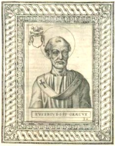 Kupferstich, 17. Jahrhundert, aus: Storia e Papato Eusebio I.
