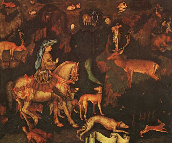 Pisanello: Die Vision des Eustachius, um 1440, in der National Gallery in London