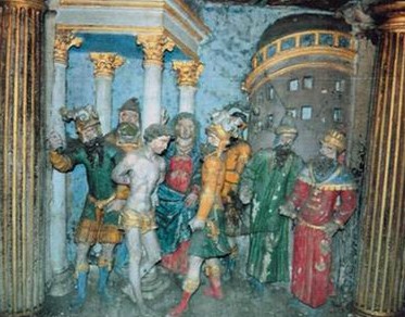 Altarbild in der Kirche Sainte Félicité in Montagny in Frankreich, um 1560: Januaris wird als erster gefoltert