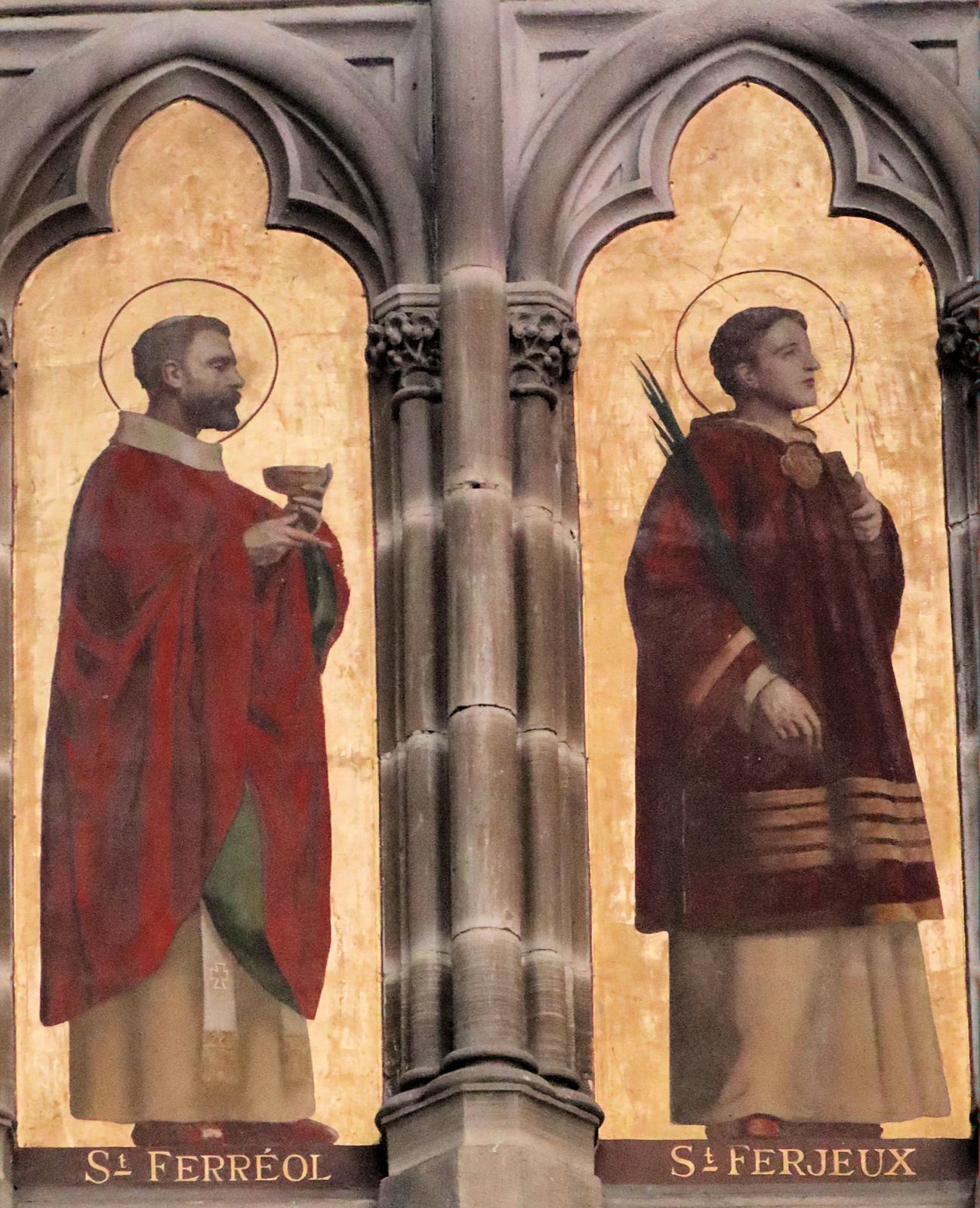 Freskos: Ferrutius (rechts) und Ferreolus, in der Kirche in Fontaine-lès-Luxeuil