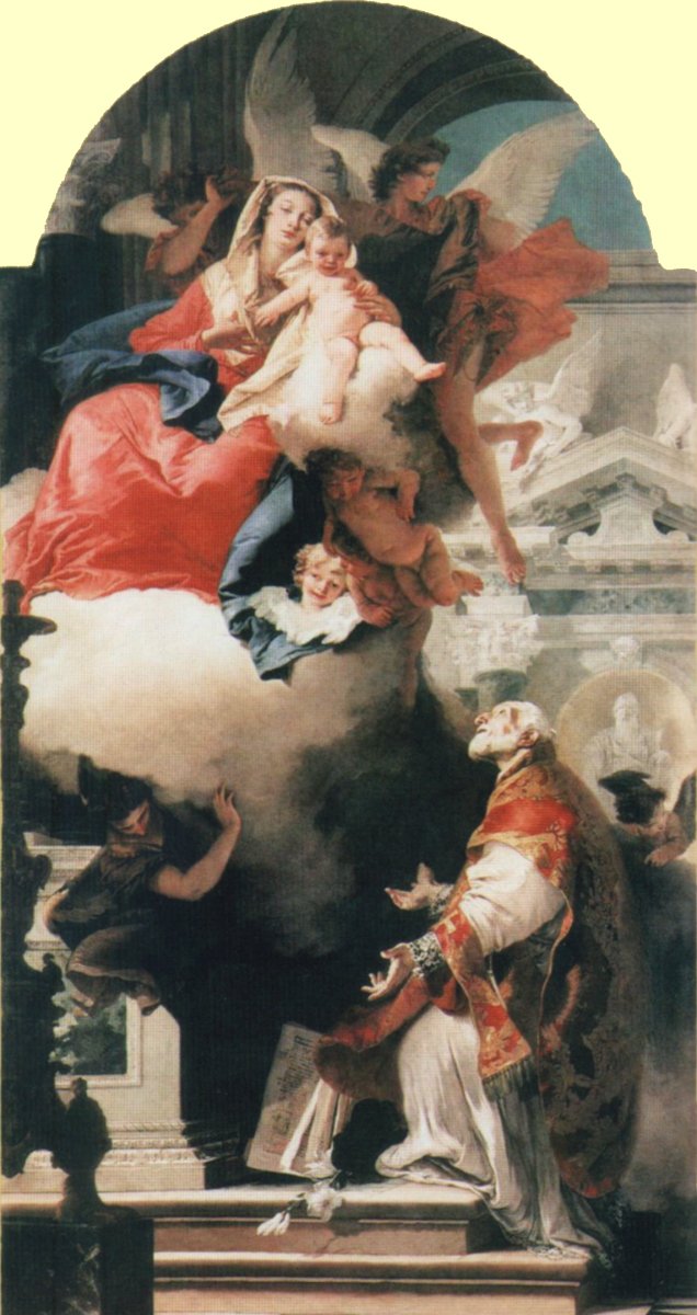 Giambattista Tiepoli: Maria mit dem Jesuskind erscheint Philipp Neri, 1739/1740, in der Chiesa di San Filippo in Camerino