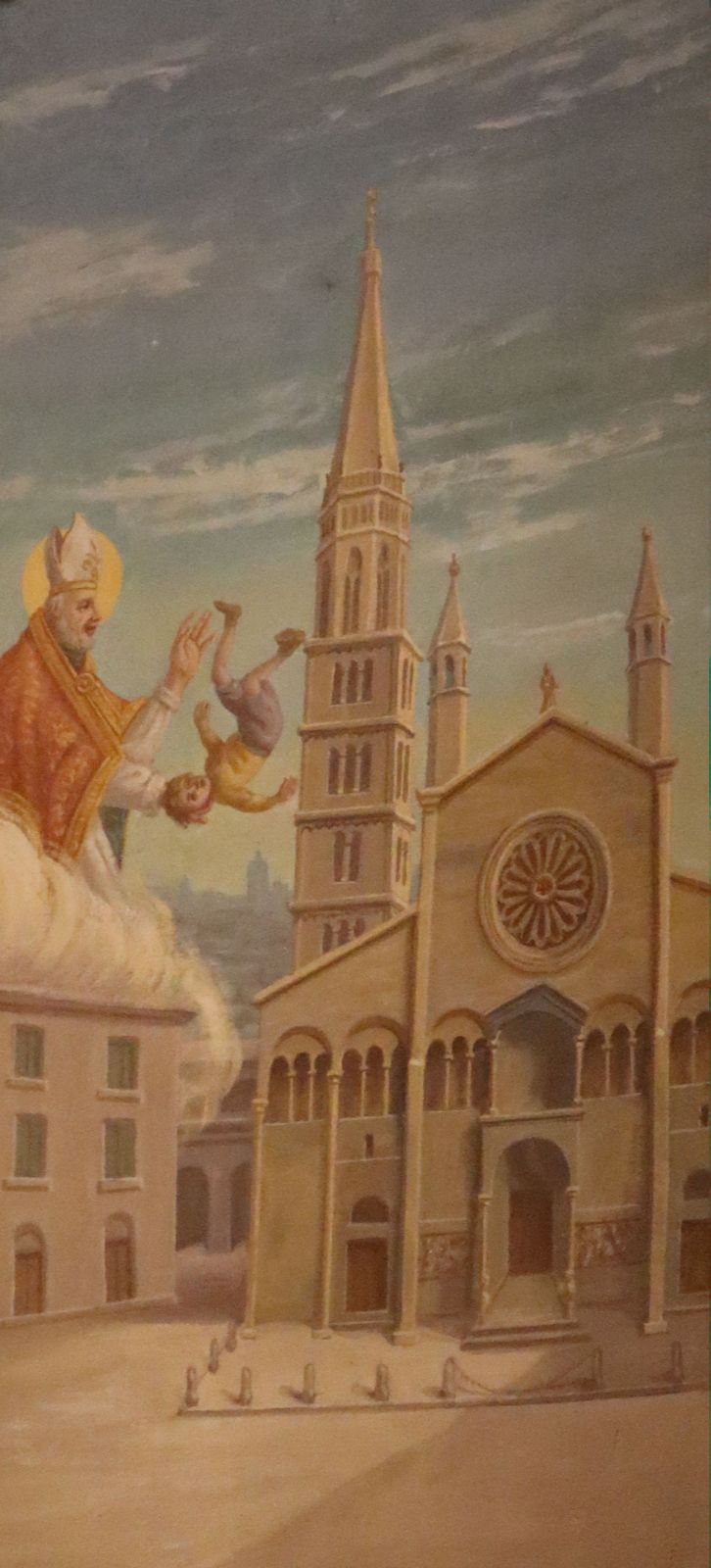 Geminianus rettet einen vom Kirchturm fallenden Jungen