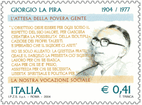 Briefmarke der italienischen Post zum 100. Geburtstag von Georg La Pira