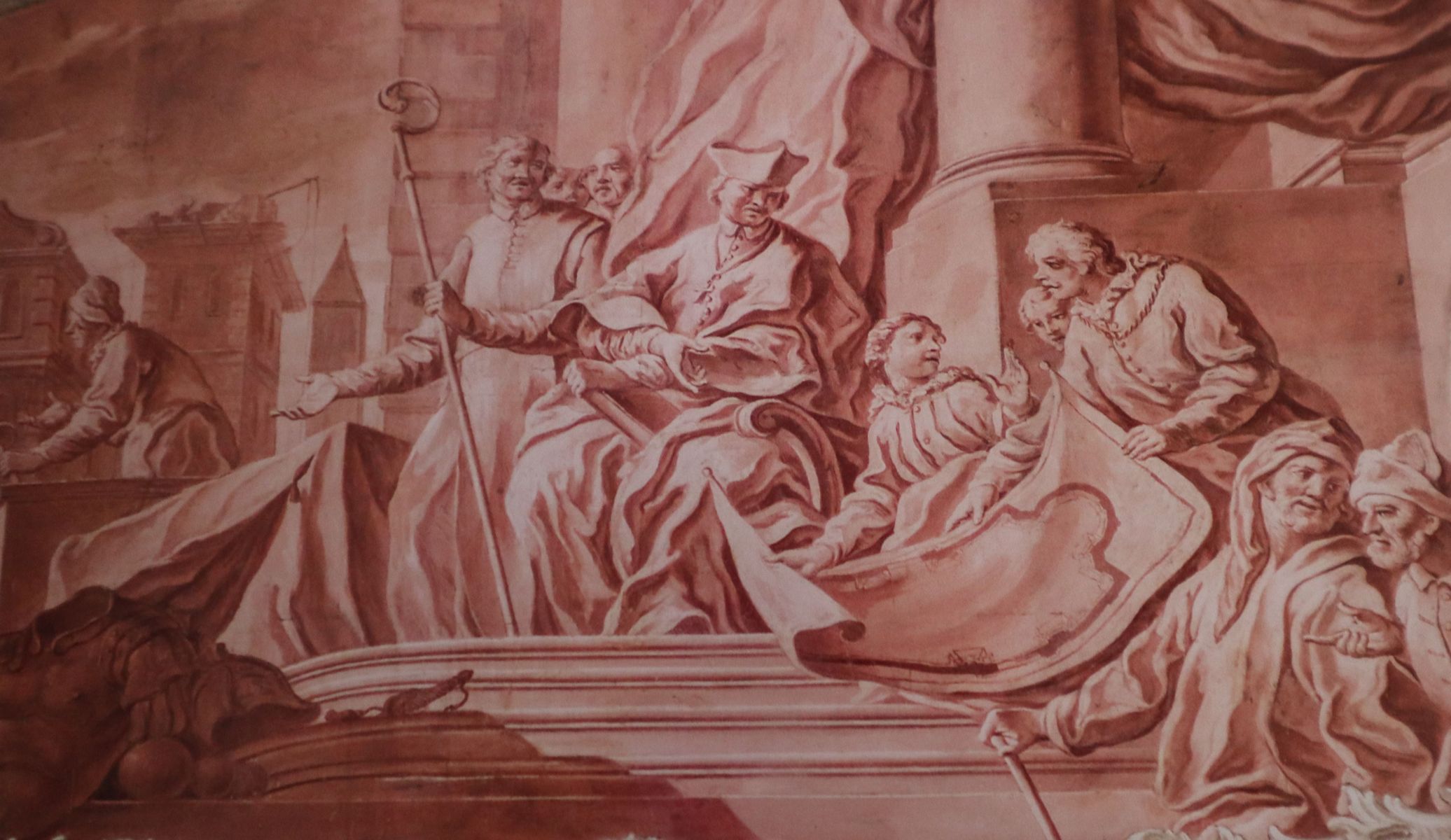 Fresko: Gilbert als Gründer von Neuffontaines, in der Kirche des ehemaligen Klosters in Windberg