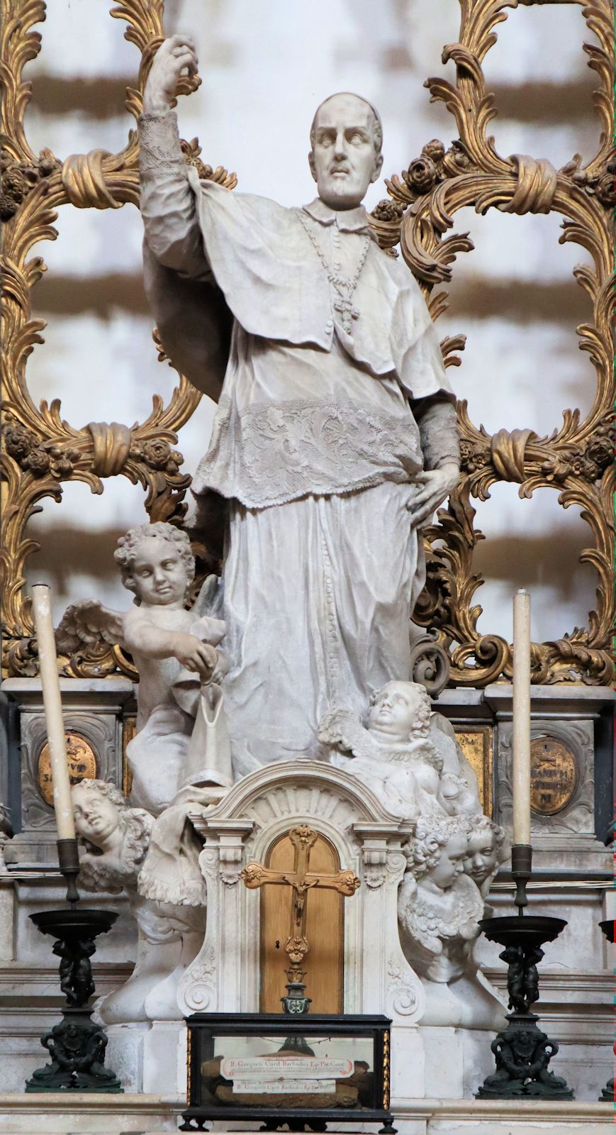 Giammaria Morlaiter (1699 - 1781): Marmorstatue, und Reliquien, in der Kirche Santa Maria Zobenigo / del Giglio in Venedig