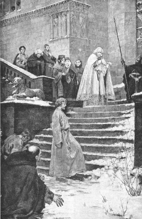 Otto Friedrich: Heinrich IV. im Büßergewand vor Gregor VII. in der Burg Canossa