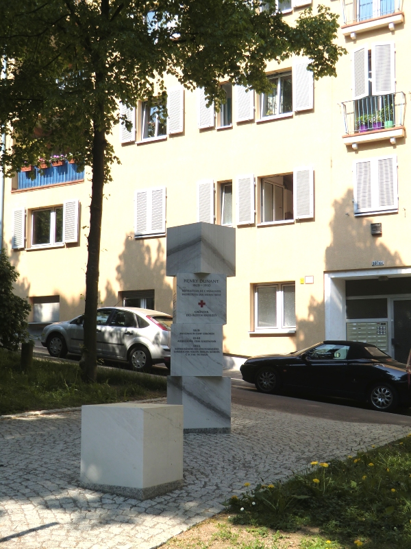 Martin Raff: Denkmal vor dem Haus, in dem Dunant in Stuttgart wohnte, gestiftet von Helge Franceschetti aus Zürich