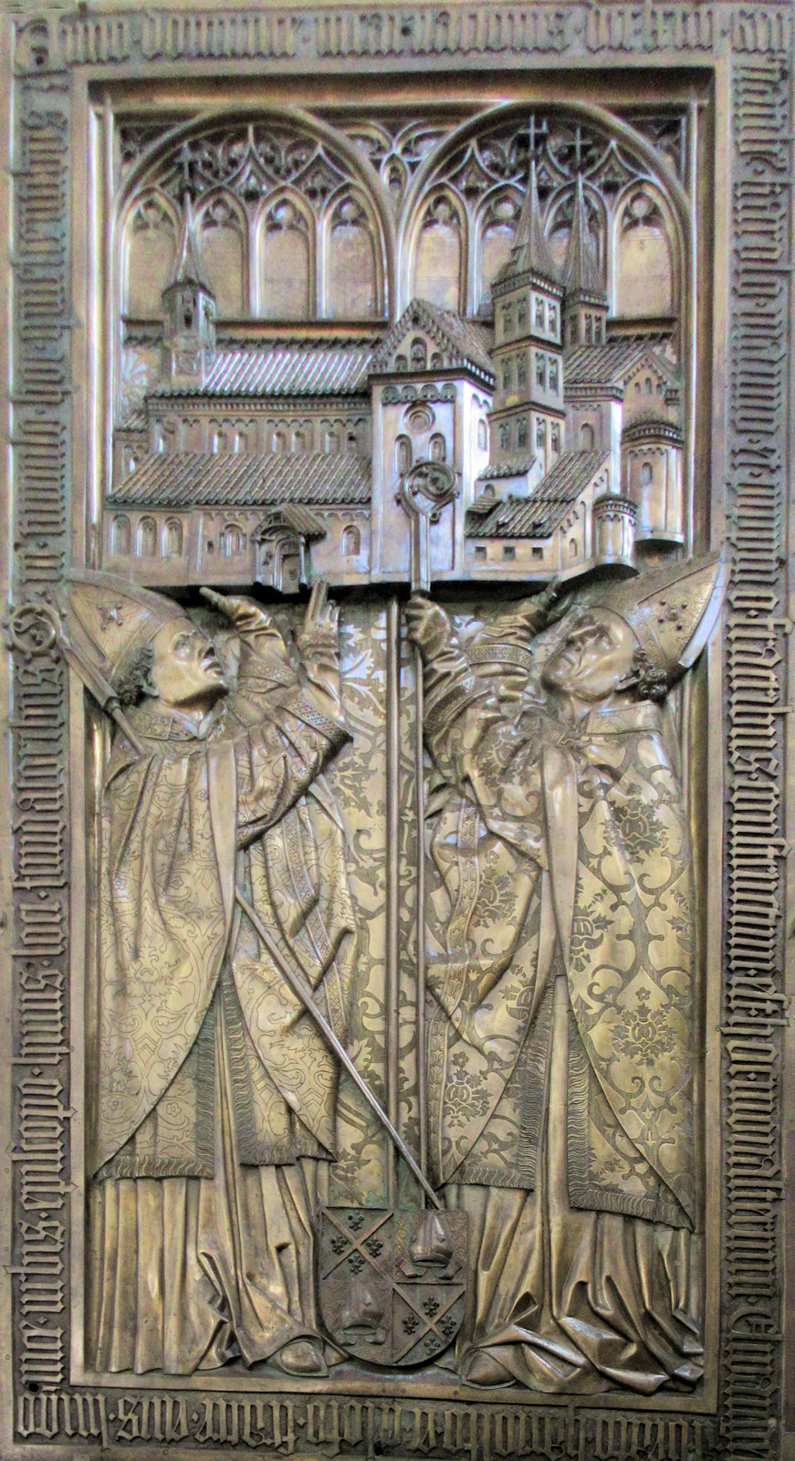 Peter Vischer d. Ä.: Herulf und Erlolf, Bronzetafel, um 1488, in der Vituskirche in Ellwangen
