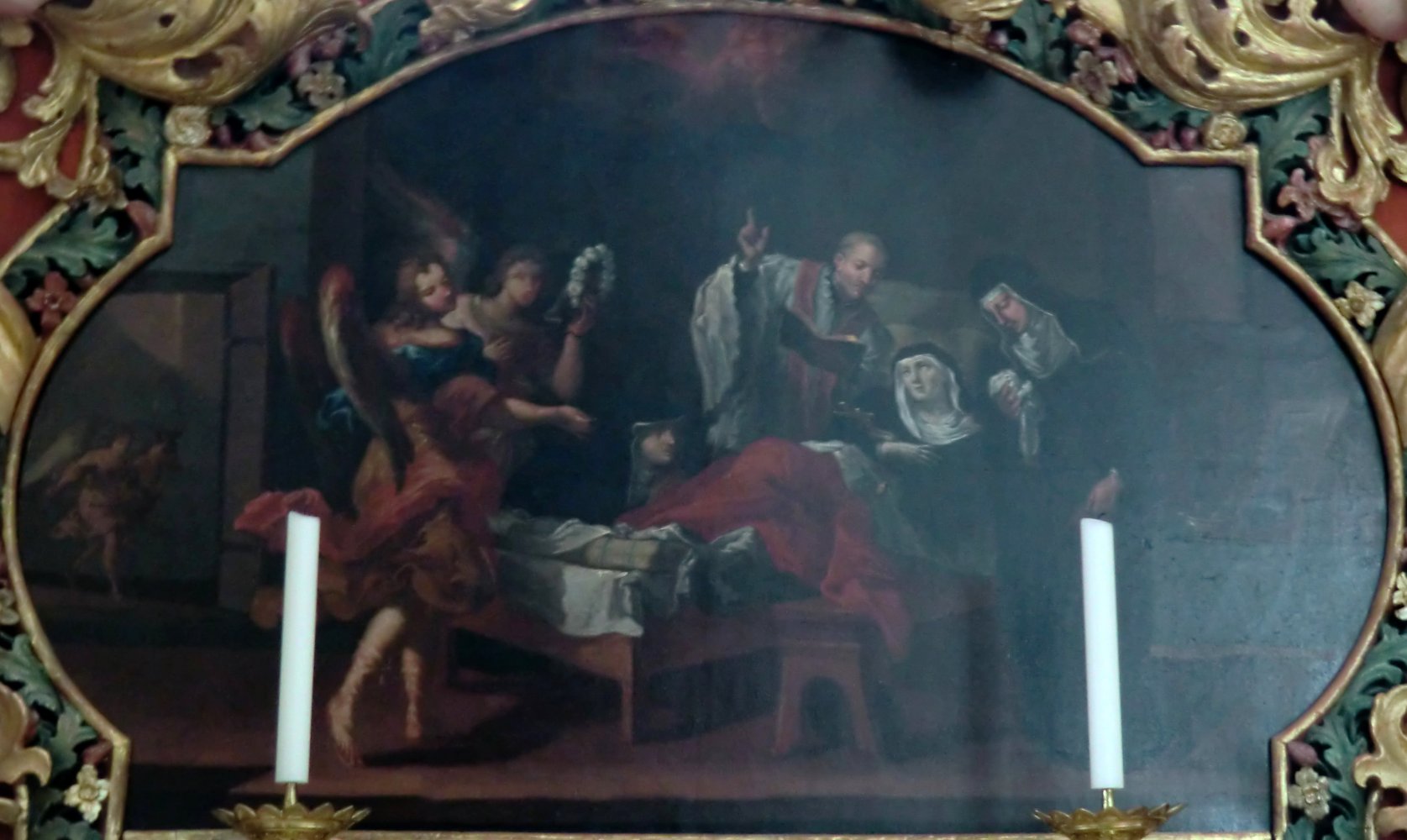 Ida stirbt, Altarbild am Ida-Altar, 1713, in der Ida-Kapelle der Klosterkirche in Fischingen