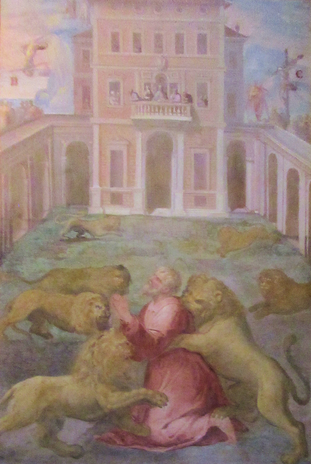 Ignatius' Martyrium in Rom, Fresko, um 1600, in der Kirche San Stefano Rotondo in Rom