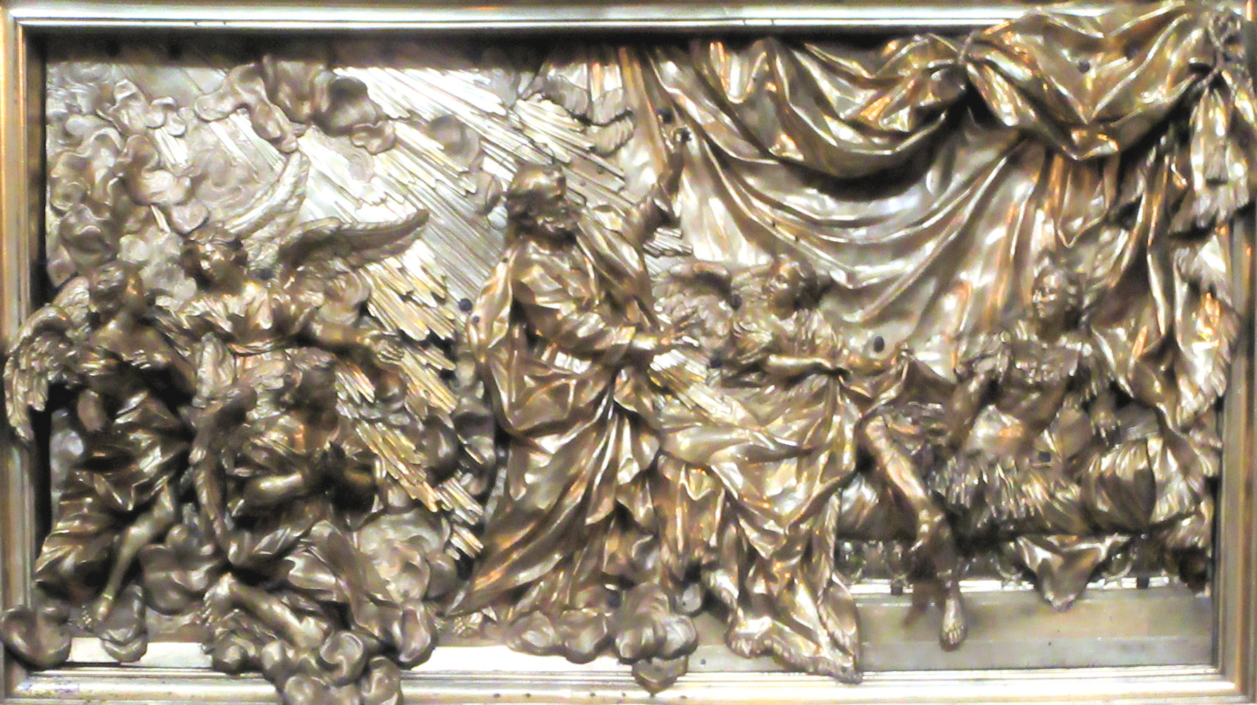 Andrea Pozzi: Ignatius' Verherrlichung, Relief, um 1698, in der Kirche Il Gesù in Rom