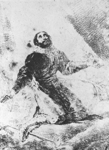Francisco Goya (1746 - 1828): Radierung, in der Bibliotheca Nacional in Madrid