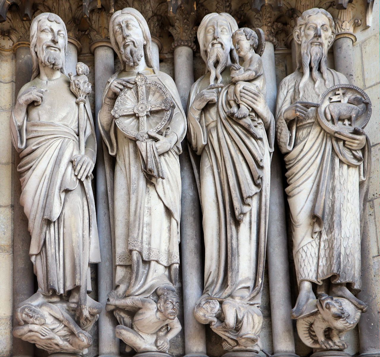 Adolphe-Victor Geoffroy-Dechaume: Jesaja, Jeremia, Simeon „der Greis”  und Johannes der Täufer, Statuen, 1879, an der Kathedrale in Laon