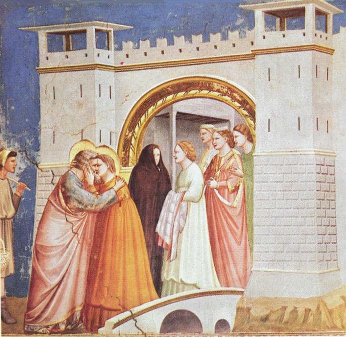 Giotto di Bondone: Das Treffen am Goldenen Tor, Fresko, 1304/06, in der Cappella degli Scrovegni in Padua
