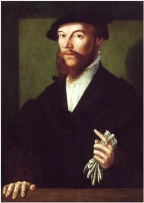 Unbekannter Meister: der junge Johannes Calvin, 16. Jahrhundert, im Besitz der Wallonisch-Niederländischen Gemeinde in Hanau in Hessen