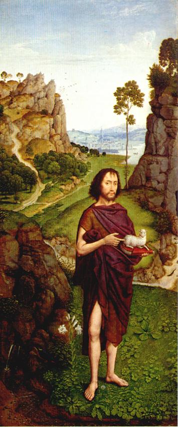Dietrich Bouts der Jüngere: Johannes in der Landschaft, um 1470, in der Alten Pinakothek in München
