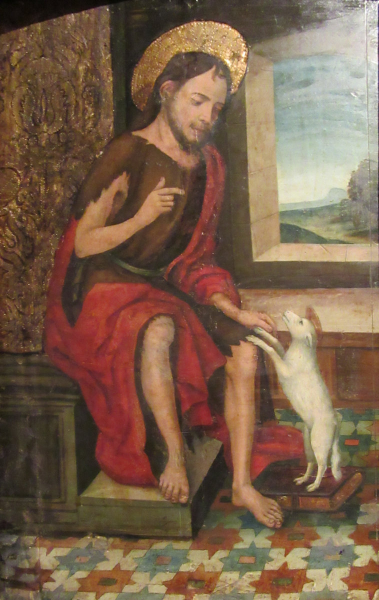 Johannes mit Lamm (das ebenfalls einen Heiligenschein hat!), 16. Jahrhundert, im Museum der Kathedrale in Ávila