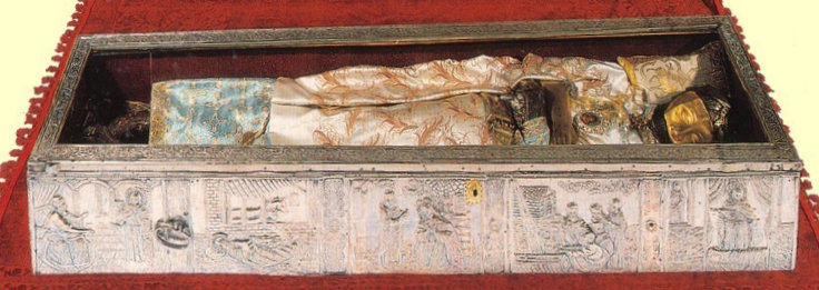 Johannes' Reliquien in der ihm geweihten Kirche in Prokopion auf Euböa