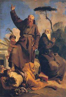 Giambattista Tiepolo: Fidelis von Sigmaringen und Giuseppe von Leonessa zertreten den Unglauben, 1752 - 1758, in der Nationalgalerie in Parma
