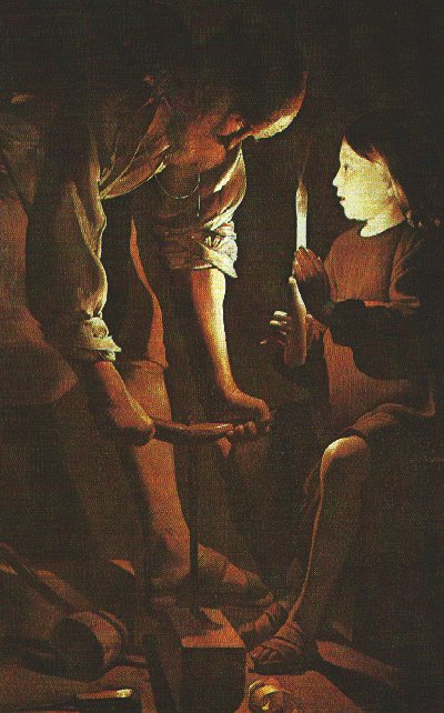 Georges de la Tour: Joseph mit dem Jesusknaben in der Werkstatt, 1645, im Musée du Louvre in Paris