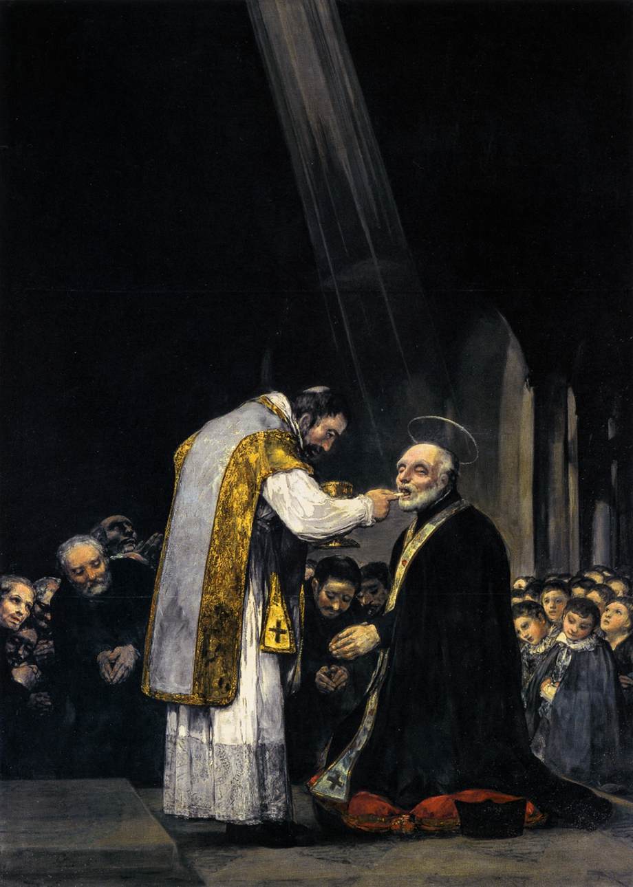 Francisco de Goya y Lucientes: Die letzte Kommunion des Hl. Josef von Calasanza, 1819, in den 'frommen Schulen von San Antón' in Madrid