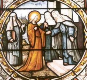 Glasfenster: Juliana wird von Benedikta abgewiesen, in der Kirche St. Austreberta in Pavilly