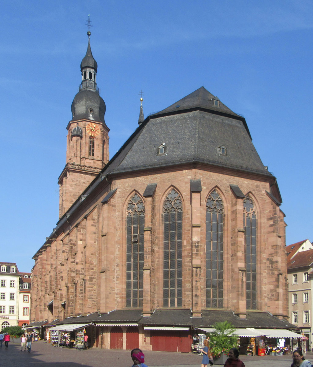 Heiliggeistkirche in Heidelberg, in der damals die „Bibliotheca Palatina”, die größte Bibliothek im deutschsprachigen Raum, verwahrt wurde